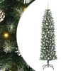 vidaXL Изкуствено Тънко Коледно Дърво Зелен и бял 210 cm