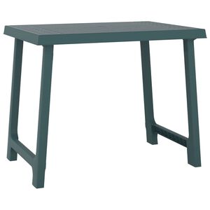 vidaXL Маса за къмпинг, зелена, 79x56x64 см, PP, дървена визия