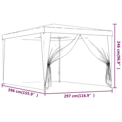 vidaXL Парти палатка с 4 мрежести странични стени антрацит 3x4 м HDPE