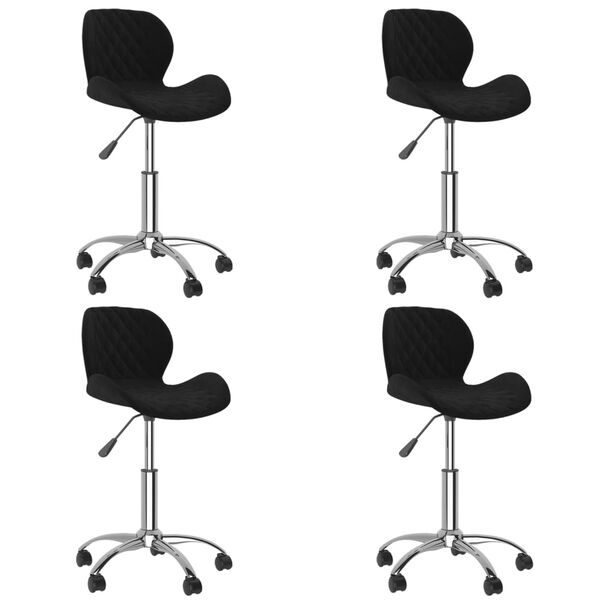vidaXL Въртящи трапезни столове, 4 бр, черни, кадифе