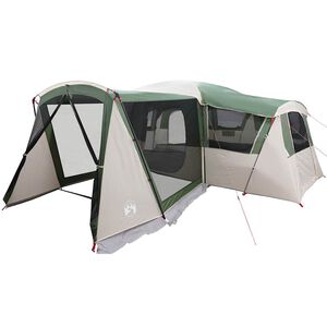 vidaXL Семейна палатка за 20 души Зелен и бял 745 x 700 x 217 см