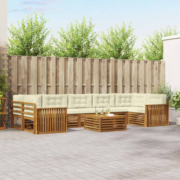 vidaXL Комплект дивани за открито 8 pcs Натурален и Крема