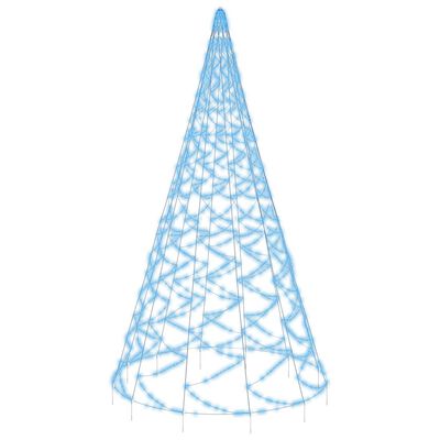 vidaXL Коледна елха на флагщок, синя, 3000 LED, 800 см