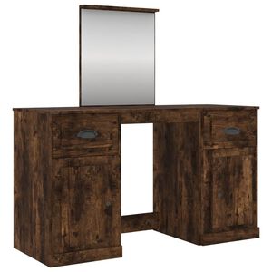 vidaXL Тоалетка с огледало, Опушен дъб, 130x50x132,5 см
