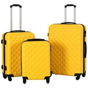 vidaXL Комплект твърди куфари с колелца, 3 бр, жълти, ABS