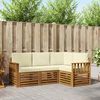 vidaXL Комплекти дивани 4 pcs Натурален и Крема Солидно акациево дърво