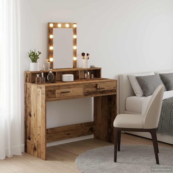 vidaXL Тоалетка с чекмедже Кафяво 100 x 41 x 140 см Инженерно дърво