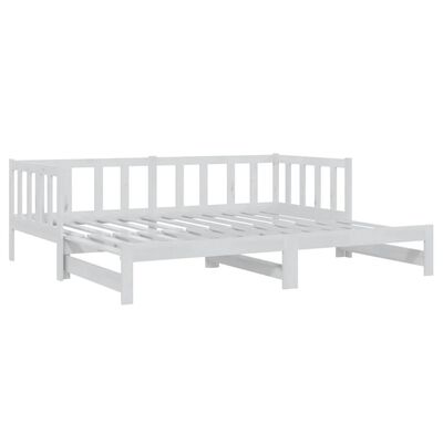 vidaXL Разтегателно дневно легло, бяло, бор масив, 2x(90x200) см