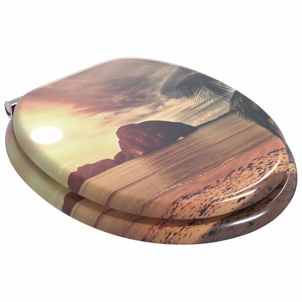 vidaXL Мека затваряща се тоалетна седалка Оранжево 44 x 38 см ПДЧ