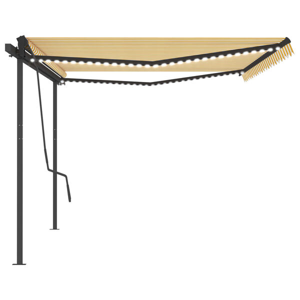 vidaXL Автоматична тента с LED и сензор за вятър 5x3,5 м жълто и бяло