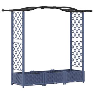 vidaXL Повдигнато легло с решетка и покривка Сиво 169 x 40 x 123 см ПП