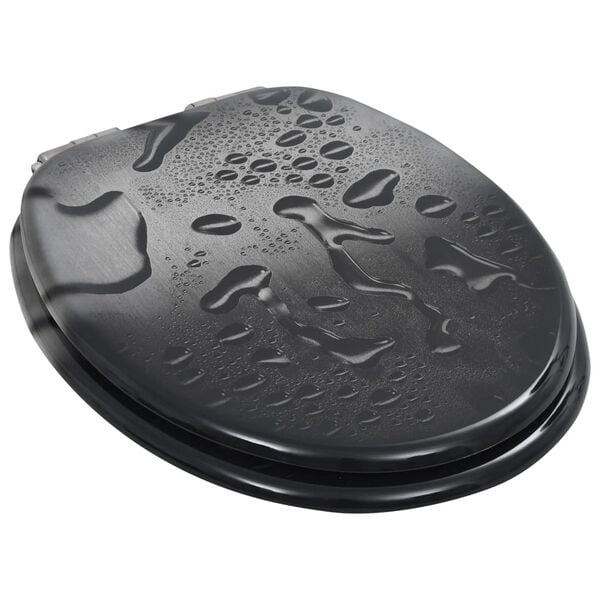 vidaXL Тоалетна седалка с плавно затваряне, МДФ капак, водни капки