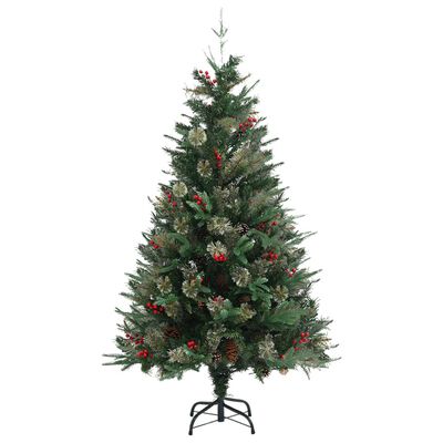 vidaXL Коледна елха с шишарки, зелена, 150 см, PVC и PE