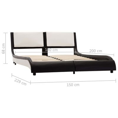 vidaXL Рамка за легло с LED, черно и бяло, изкуствена кожа, 140x200 cм