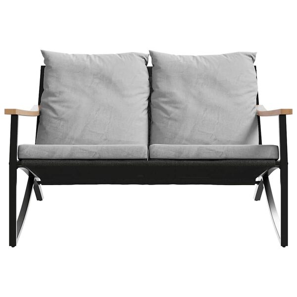 vidaXL Комплект балконски мебели 3 части с възглавници черен стомана