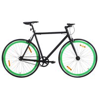 vidaXL Велосипед с фиксирана предавка, черно и зелено, 700c, 59 см