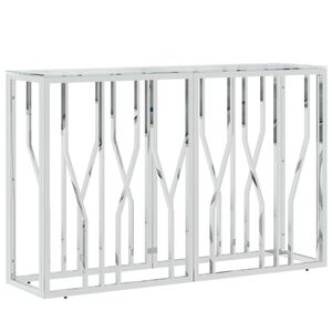 vidaXL Конзолна маса 110x30x70 cм неръждаема стомана и стъкло