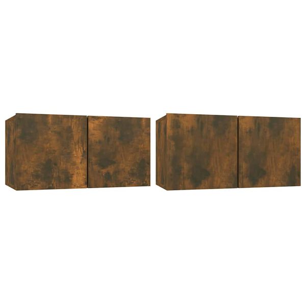 vidaXL Окачени ТB шкафове, 2 бр, опушен дъб, 60x30x30 см