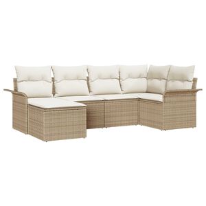 vidaXL Градински Софа Комплект със съхранение 6 pcs Бежово полиратан