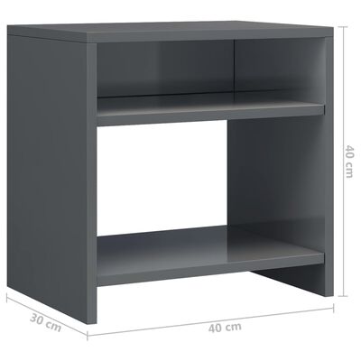 vidaXL Нощни шкафчета, 2 бр, сиви със силен гланц, 40x30x40 см, ПДЧ