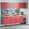 vidaXL Комплект работни шкафове с чекмедже с рафт 12 pcs Червен и сив