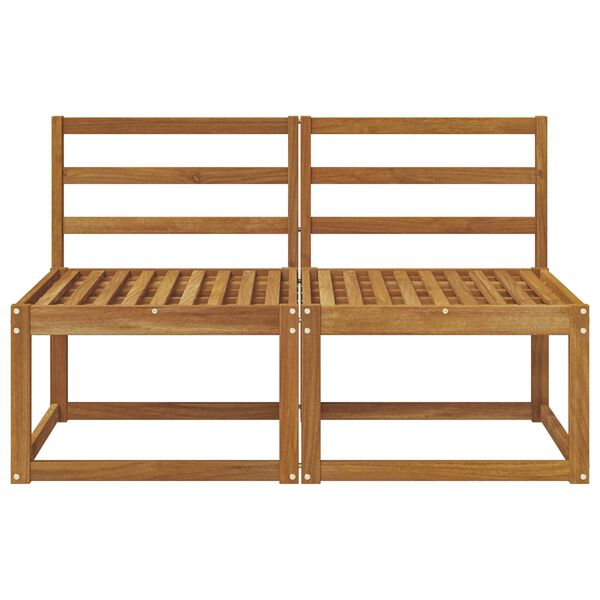 vidaXL 2 Брой Среден диван за открито Солидно акациево дърво Естествен