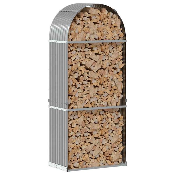 vidaXL Поставка за дърва, светлосив, 80x45x190 см, поцинкована стомана