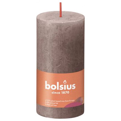 Bolsius Рустик колонни свещи Shine, 8 бр, 100x50 мм, ръждиво таупе