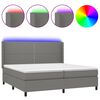 vidaXL Боксспринг легло с матрак и LED, тъмносиво, 200x200 см, плат