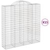 vidaXL Габиони кошници арка 15 бр 200x50x200/220 см поцинковано желязо