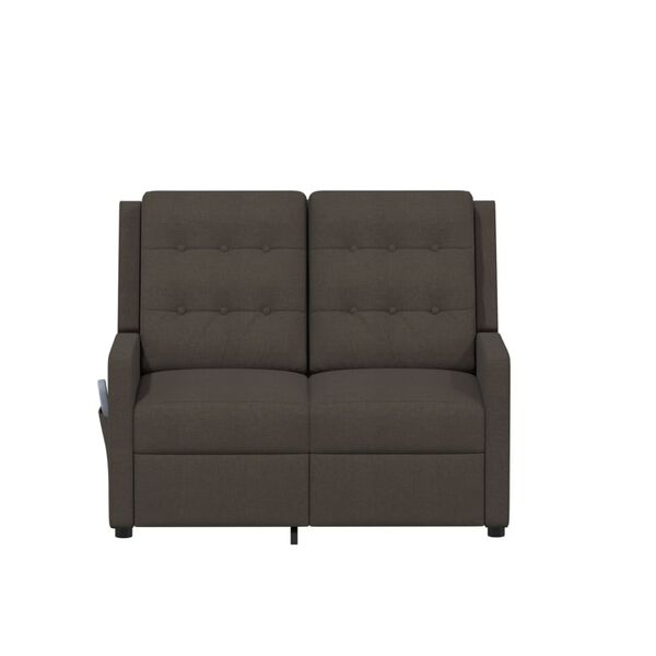 vidaXL 2-местен масажен реклайнер, кафяв, текстил