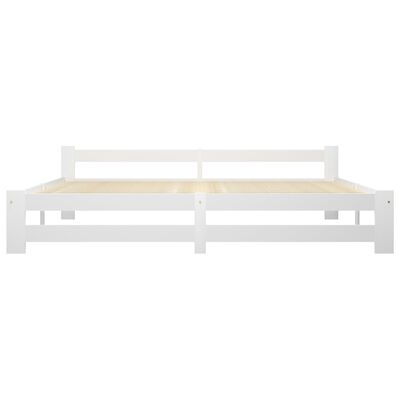 vidaXL Рамка за легло, бяла, бор масив, 200x200 см