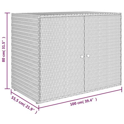 vidaXL Градински шкаф за съхранение сив 100x55,5x80 см полиратан