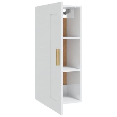 vidaXL Стенен шкаф, бял гланц, 35x34x90 см, инженерно дърво
