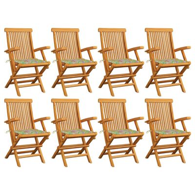 vidaXL Градински столове с възглавници на листа 8 бр тик масив