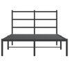 vidaXL Метална рамка за легло с горна табла, черна, 120x190 см