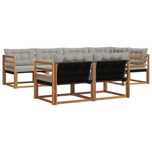 vidaXL Комплект дивани за открито 7 pcs Естествено и светло сиво