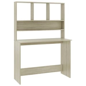 vidaXL Бюро с рафтове, дъб сонома, 110x45x157 см, ПДЧ
