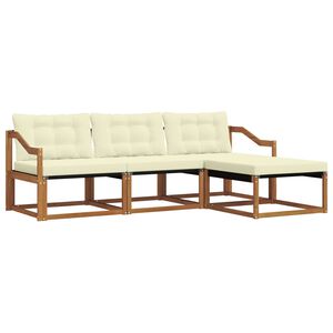 vidaXL Комплект дивани за открито 4 pcs Натурален и Крема