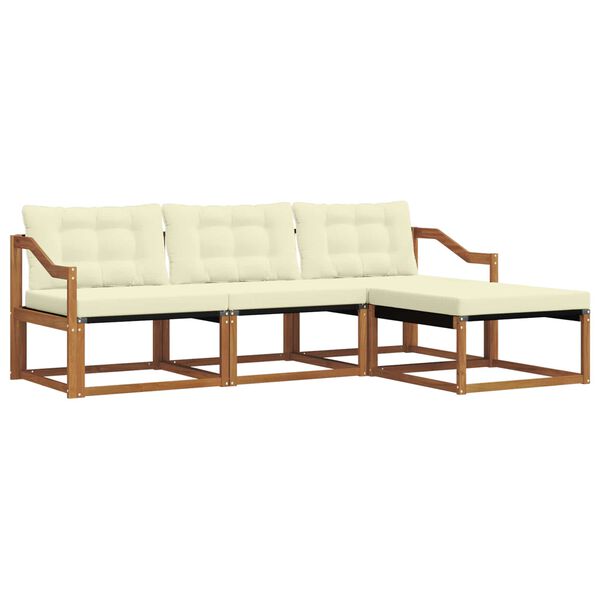 vidaXL Комплект дивани за открито 4 pcs Натурален и Крема