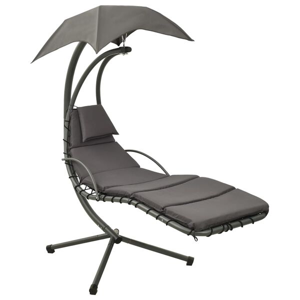 vidaXL Градински люлеещ се стол, сив, 190x90x200 см, текстил