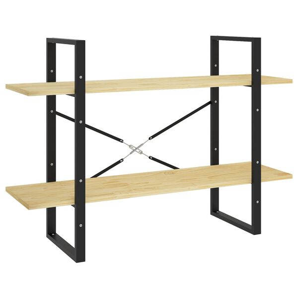 vidaXL 2-етажна библиотека, 100x30x70 см, борово дърво масив