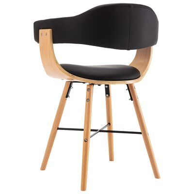 vidaXL Трапезни столове, 2 бр, черни, изкуствена кожа и извито дърво
