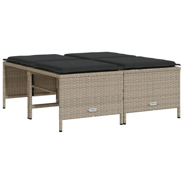 vidaXL Градински комплект с възглавници, 5 части, светлосив полиратан