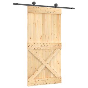 vidaXL Преплъзваща се врата Естествено и черно 100 x 210 cm