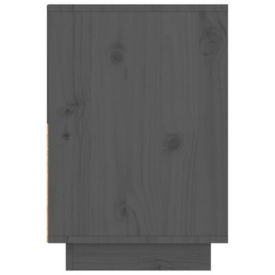 vidaXL Нощно шкафче, сиво, 60x34x51 см, борово дърво масив