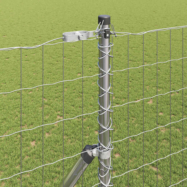 vidaXL Ограда с пост Сребрист 1,5 x 10 m Стомана и PVC