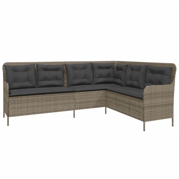 vidaXL Градински комплект с възглавници, 2 части, полиратан, сив