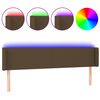 vidaXL LED горна табла за легло, тъмнокафява, 183x16x78/88 см, плат