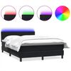 vidaXL Боксспринг легло с матрак и LED, черно, 140x210 см, кадифе